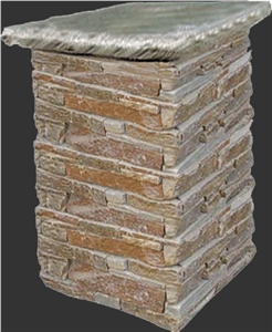 Slate Stone Pillars,Garden Palisade Decor,Flamed Natural Stone,Rustic Pavemsnt Building Wall Cladding Tiles,Garden Pillars,Own Quarry Chinese Building Pillars Stone