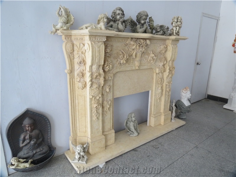 Yellow Marble Fireplace,Interior Fireplace