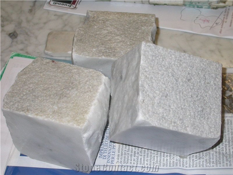 White Carrara Cubes, Bianco Carrara White Marble Cube Stone