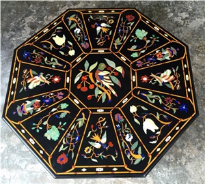 Black Marble Inlaid Art Table Top