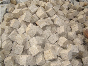 Popular G682 Granite Paving Stones, Sunset Gold Granite Cubestones