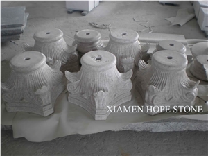 China Grey Marble Column Bases, Hand-Carved Marble Column Bases