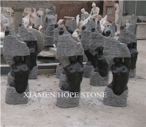 Hand Carved Stone Sculpture, China Black Granite Sculpture & Statue