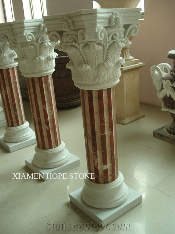 White Marble +Red Marble Column, Han White Marble Column