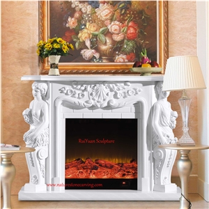Mf-1001, Pure White Marble Fireplace
