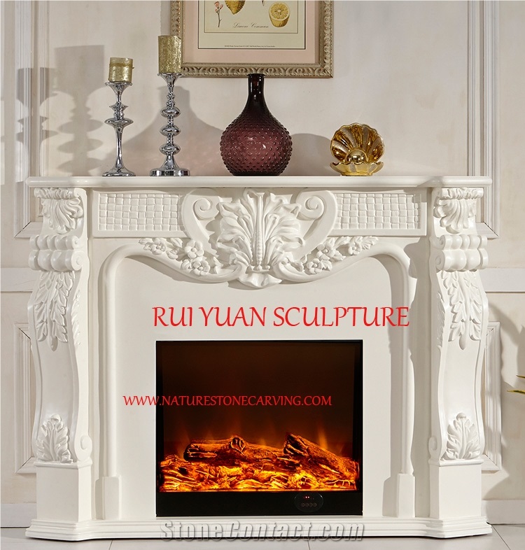 Mf-1001, Pure White Marble Fireplace