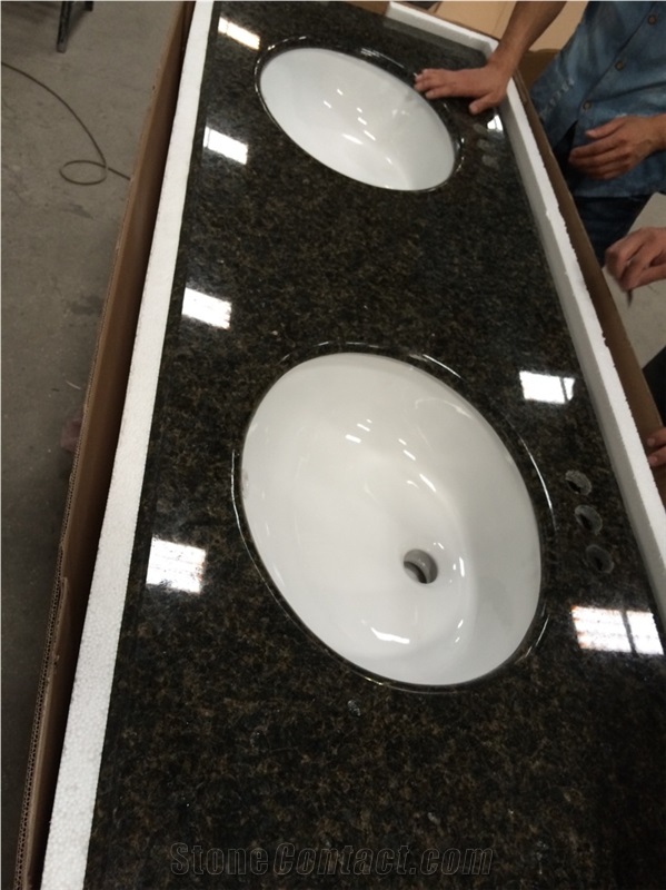 China Butterfly Green Granite Bathroom Vanity Tops