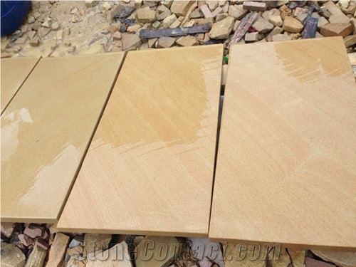 Hot Chinese Wooden Yellow Sandstone Slabs & Tiles, China Yellow Sandstone