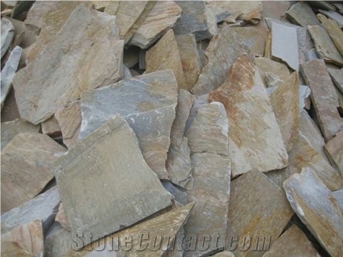 Natural Beige Quartzite Stone Random Flagstones, Flagstone Wall, Flagstone Road Paving