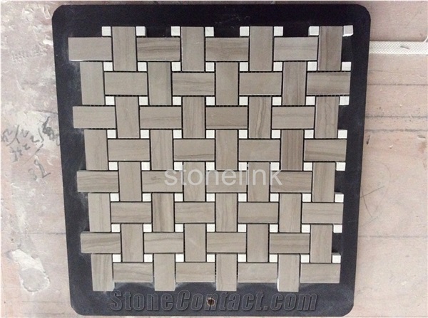 Athens Wooden&White Marble Basket Weave