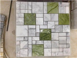 Carrara White & Green Onyx Marble Mosaic