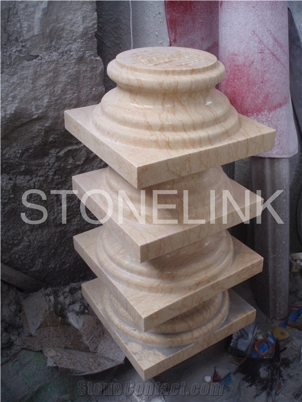 Slco-009,Hand Carved Beige Marble Stone Column and Pillar