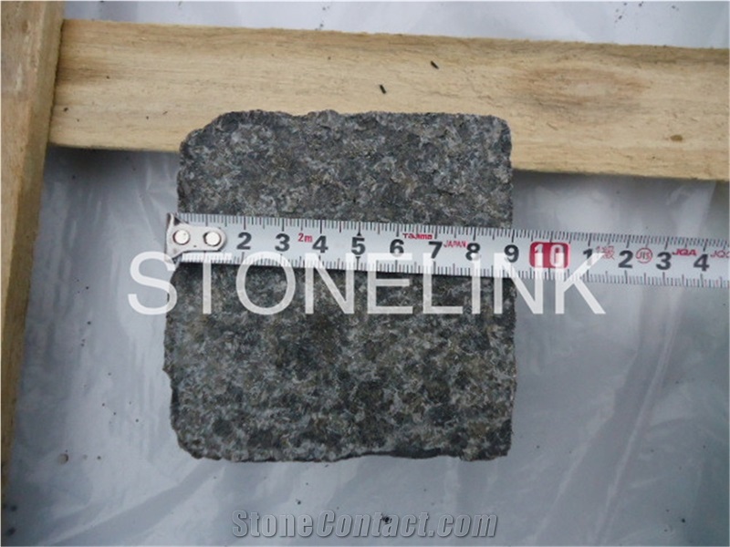 Slcu-010, G684 Granite Cobble Stone, 10*10*10cm, Top Flamed Paving