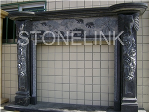 Slfi-012- Stone Fireplace -Marble Fireplace Mantel-Black Color-Indoor Decoration