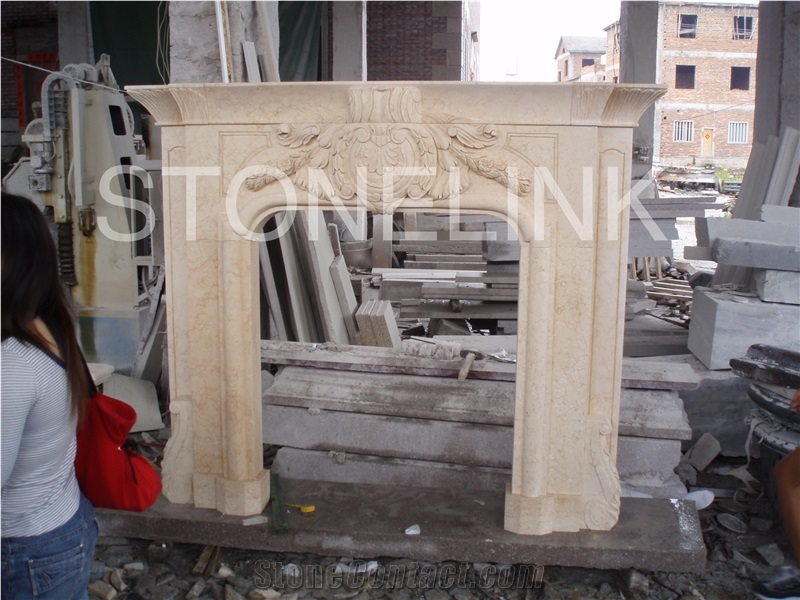 Slfi-051- Stone Fireplace -Marble Fireplace Mantel-White Color-Indoor Decoration
