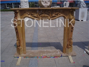 Slfi-052- Stone Fireplace -Marble Fireplace Mantel-White Color-Indoor Decoration, Brown Marble Fireplace Mantel