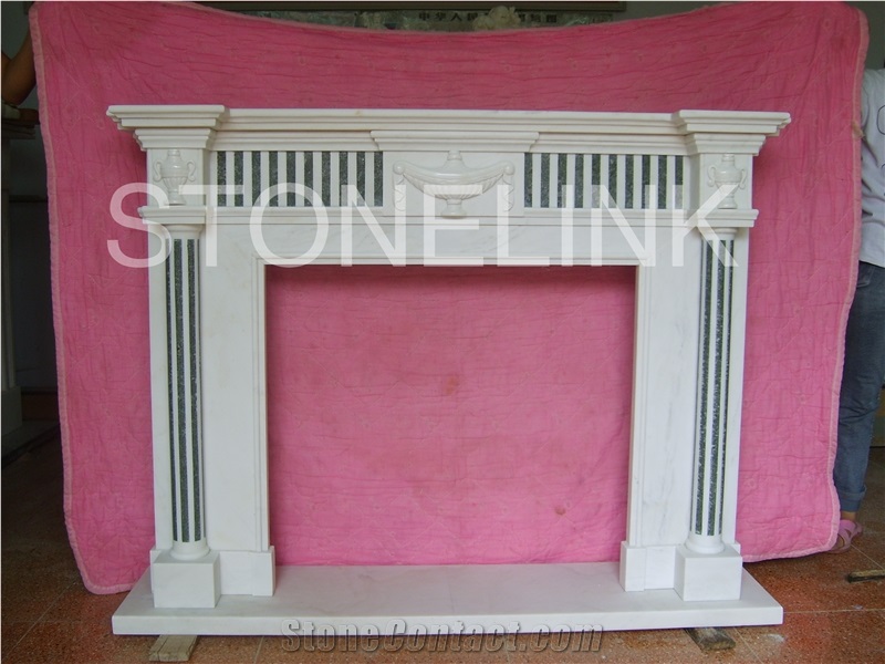 Slfi-054- Stone Fireplace -Marble Fireplace Mantel-White Color-Indoor Decoration