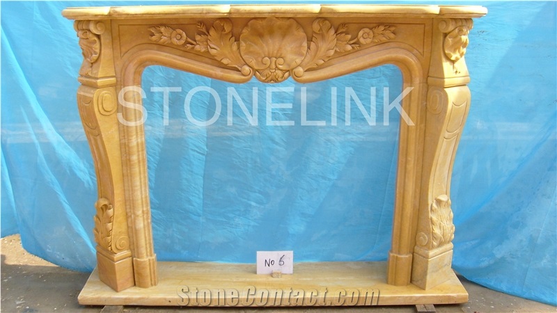 Slfi-056- Stone Fireplace -Marble Fireplace Mantel-White Color-Indoor Decoration, Brown Marble Fireplace Mantel