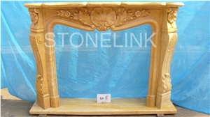 Slfi-056- Stone Fireplace -Marble Fireplace Mantel-White Color-Indoor Decoration, Brown Marble Fireplace Mantel