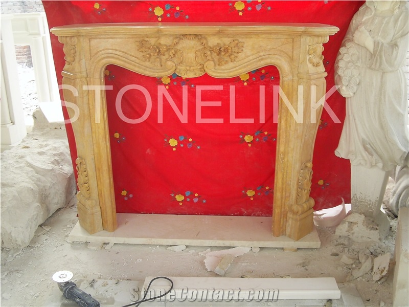 Slfi-071- Stone Fireplace -Marble Fireplace Mantel-Brown Color-Indoor Decoration