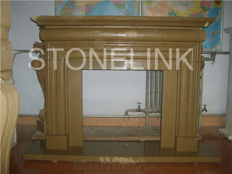 Slfi-073- Stone Fireplace -Marble Fireplace Mantel-Brown Color-Indoor Decoration