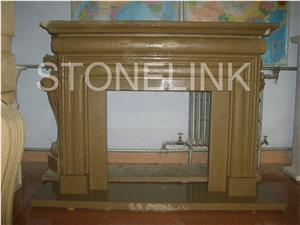 Slfi-073- Stone Fireplace -Marble Fireplace Mantel-Brown Color-Indoor Decoration