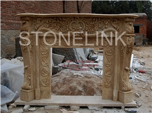 Slfi-083- Stone Fireplace -Marble Fireplace Mantel-Brown Color-Indoor Decoration