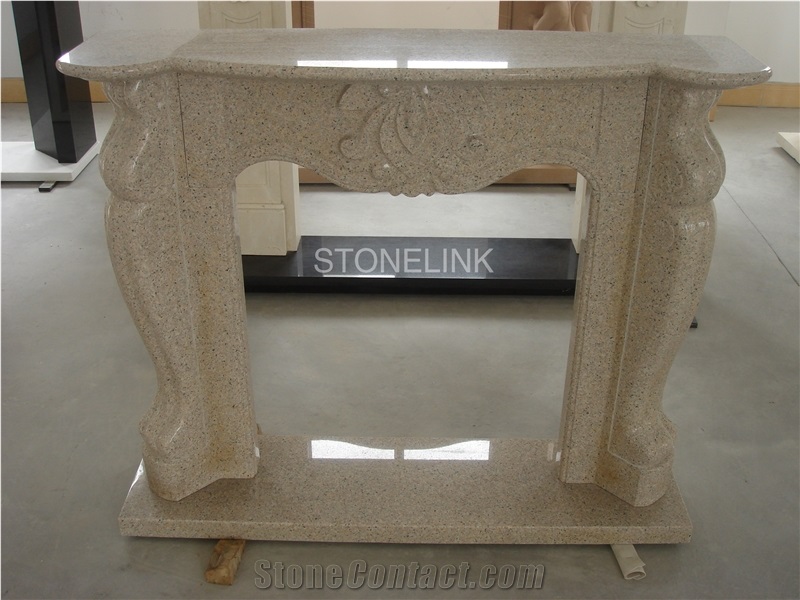 Slfi-092, Beige Granite Stone Fireplace, Granite Fireplace Mantel, Beige Color Indoor Decoration