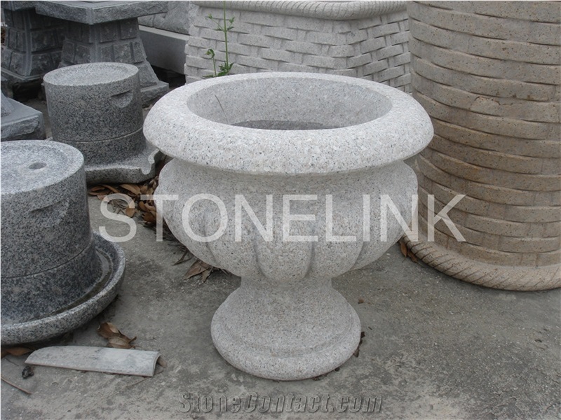 Slfl-001,Chinese Grey Granite Flower Pot,Park Flower Pot