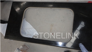 Slki-008, Ebony Black Granite Countertop, Ebony Lines Granite Countertop, Kitchen Worktop