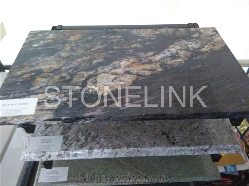 Slki-012 Black Cosmic Granite Countertop, Balck Cosmic Granite Kitchen Worktops
