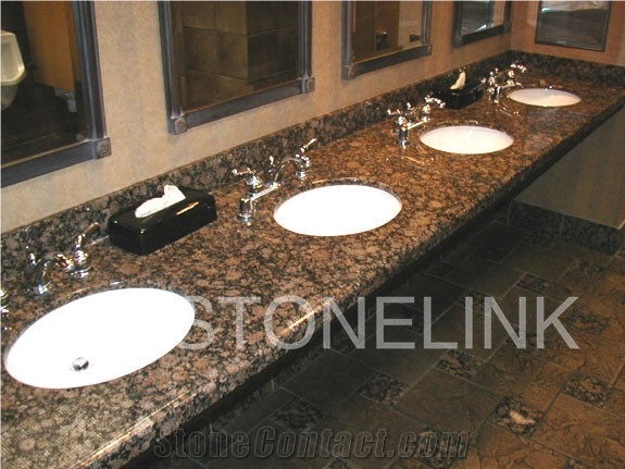 Slki-013, Brown Granite Bathroom Public Vnanity Tops
