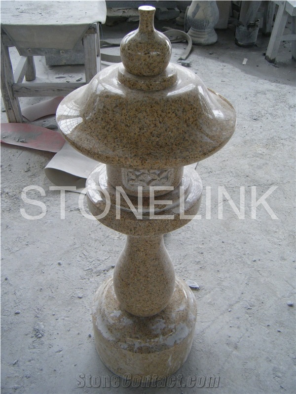 Slla-001,Sunset Gold Granite Lantern ,Stone Garden Lantern, G682 Yellow Granite Garden Lanterns