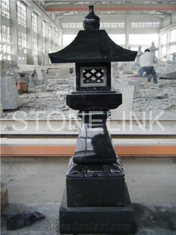 Slla-003,Chinese Absolute Black Granite Lantern,Natural Stone Lartern,Garden Latern