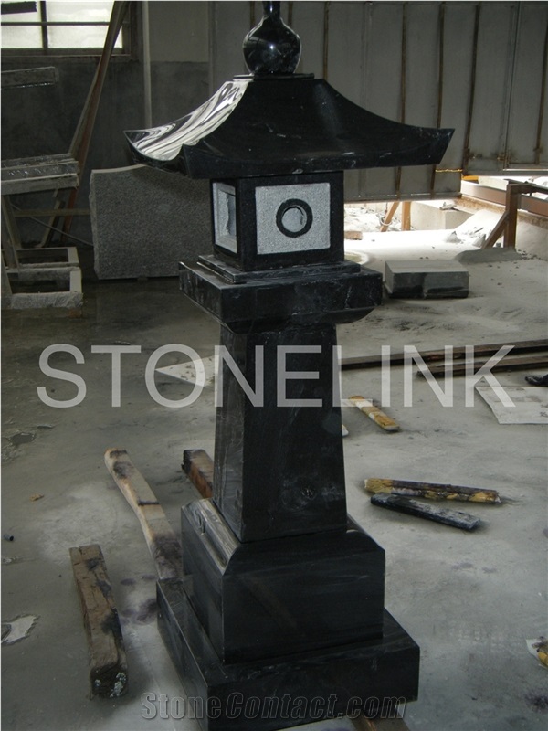 Slla-004,Chinese Granite Lantern,Black Stone Lantern,Black Garden Lantern