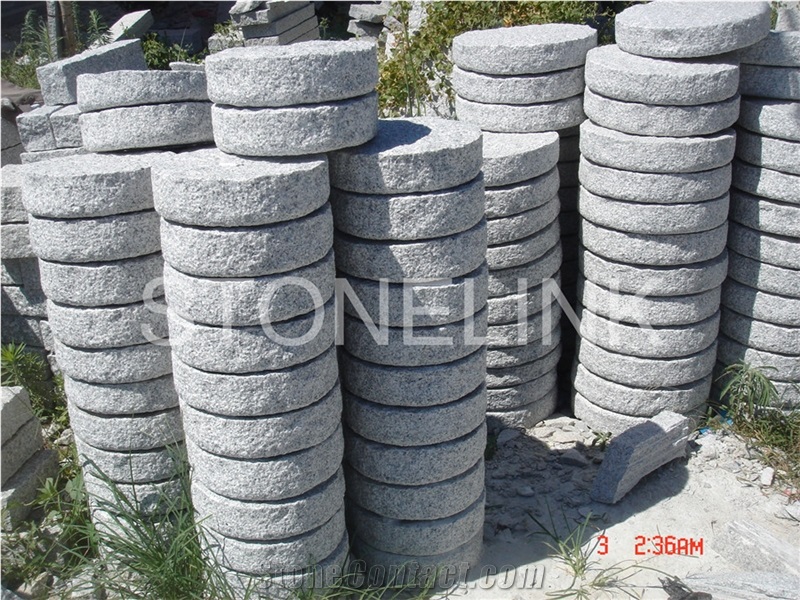 Slpa-007, Natural Grey Granite Stone Step Plate Round Cube Stone & Pavers