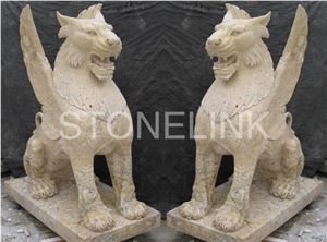 Slsc-035-China Beige Marble Statue-Stone Carving Product-Stone Sculpture-Statues(Animal Statue)
