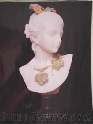 Slsc-070, White Marble Statue, Stone Carving Product, Stone Sculpture, Head Statues(Figure Statue)