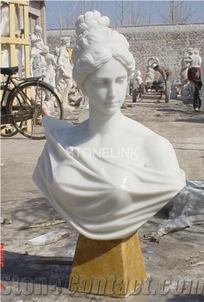 Slsc-091, White Marble Head Statue, Stone Carving Product, Stone Sculpture, Statues(Figure Statue)