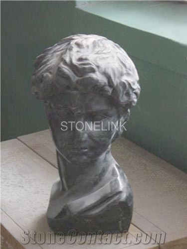 Slsc-098, Grey Marble Head Statue, Stone Carving Product, Stone Sculpture, Statues(Figure Statue)