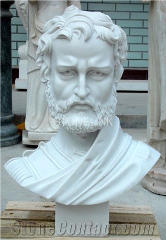 Slsc-101, White Marble Head Statue, Stone Carving Product, Stone Sculpture, Statues(Figure Statue)