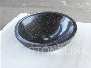 Slsi-124, Black Galaxy Granite Basin, Black Galaxy Granite Wash Bowl