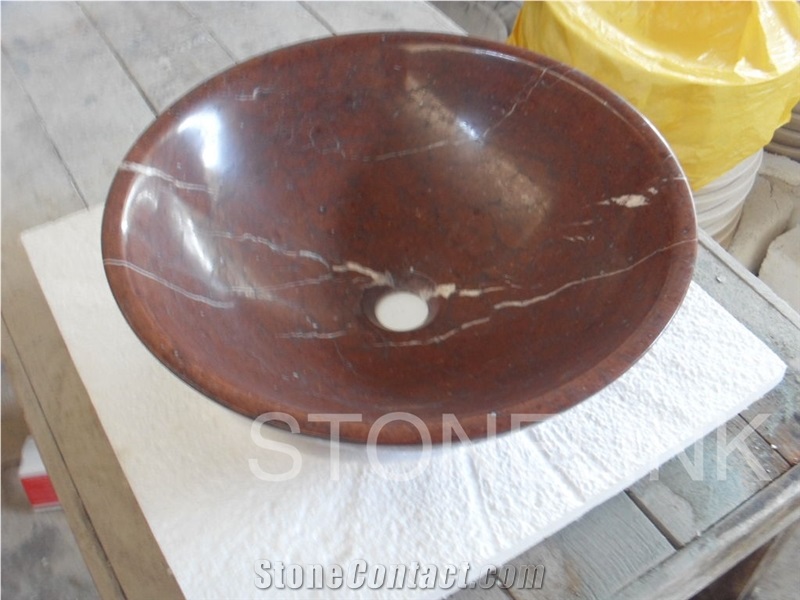 Slsi-127, Red Marble with White Vein Basin&Sink, Countertop Basin, Rouge Incarnat Red Marble Sinks & Basins