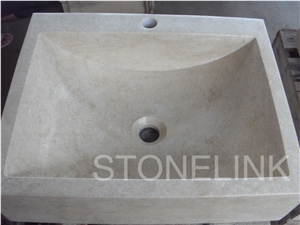 Slsi-129, Beige Marble Basin, Countertop Basin&Sink, Trani Fiorito Beige Marble Sinks & Basins