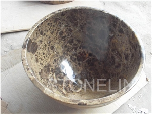 Slsi-140, Dark Emperador Marble Basin, Countertop Wash Bowls