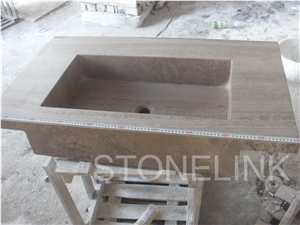 Slsi-146, Grey Wooden Grain Marble Countertop Basin,, Wood Grain Grey Marble Sinks & Basins