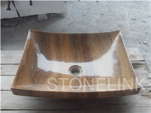 Slsi-155, Brown Wooden Marble Basin, Wooden Vein Basin
