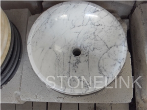 Slsi-167, Bianco Carrara Cd Marble Basin, Countertop Round Basin