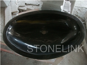 Slsi-171,Indian App Black Granite Oval Basin, Countertop Basin