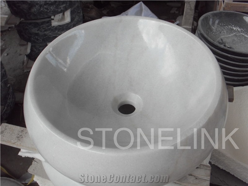 Slsi-172, Guangxi White Marble Basin, Countertop Round Basin